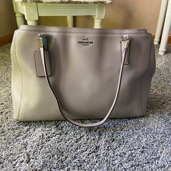 Coach Taupe Leather Tote Bag - Picture 1 of 5